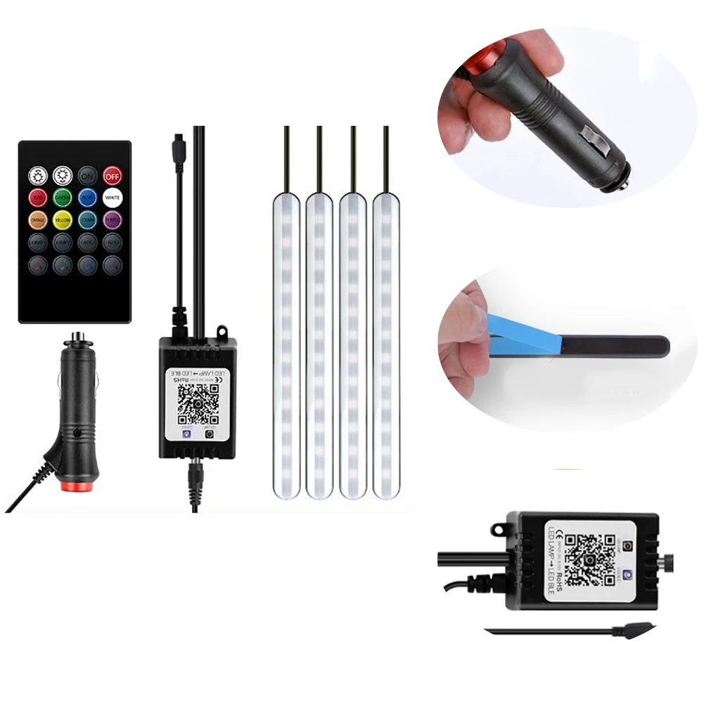 

Waterproof ABS Voice Music Sensor Neon Interior Color Changing Car Light Kit Decorative APP Control Atmosphere Lamp Universal