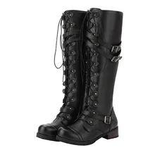 SAGACE 2019, botas militares de combate con hebilla estilo Retro Punk Retro gótico Steampunk y punta redonda para mujer, gran oferta #35