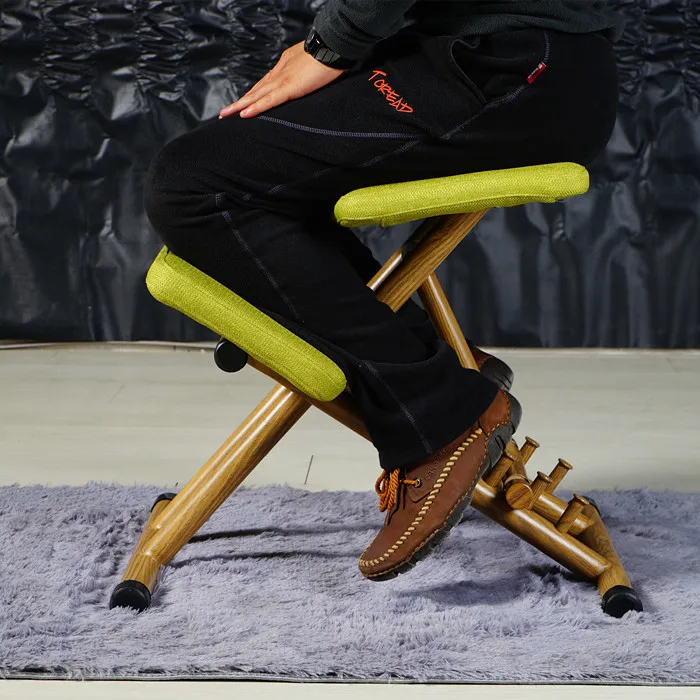 Ergonomically Designed Kneeling Chair Green Fabric Cushion Modern Office Computer Chair Ergonomic Posture Knee Chair Design