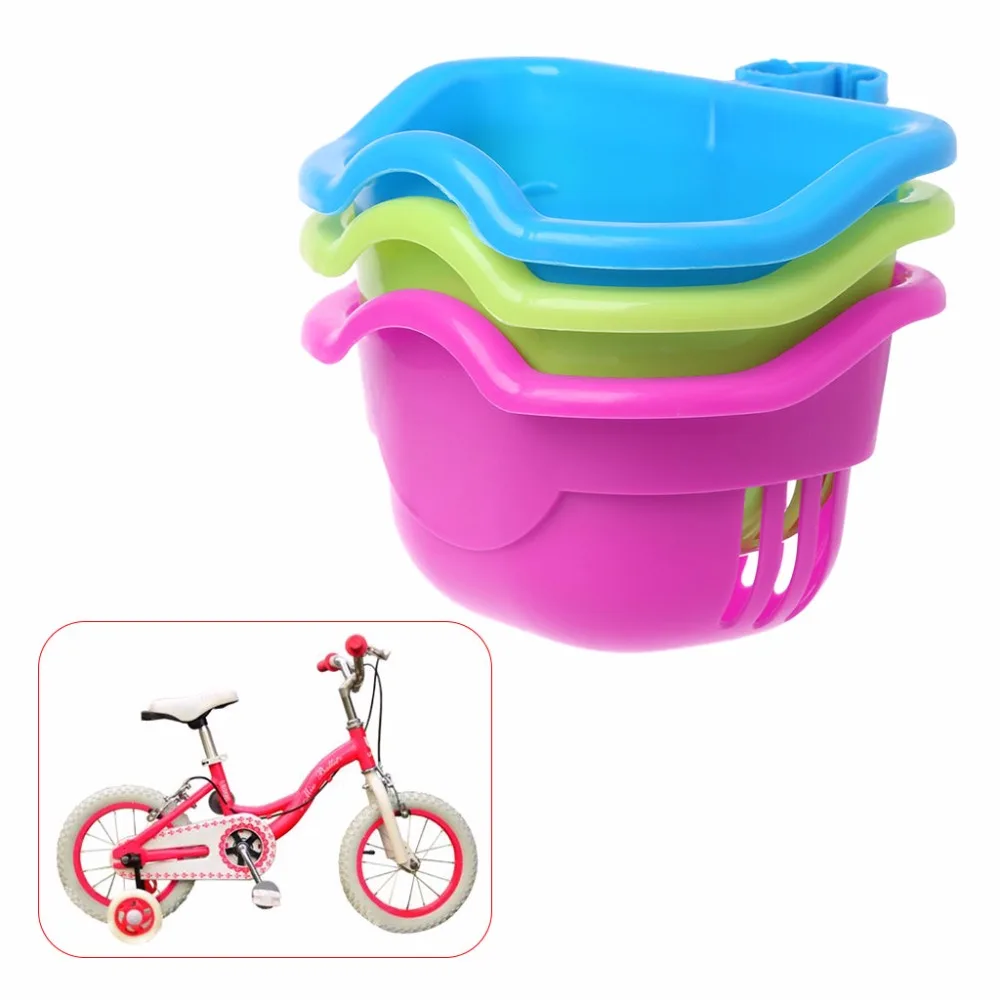 

Bicycle Basket Plastic Waterproof Children Bike Scooter Front Handlebar Carrier Storage Riding Saddlebag Pendant Colorful