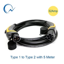 32A кабель EV J1772 тип 1-Тип 2 IEC62196 EV разъем для зарядки с 5 метровым кабелем TUV/UL мужчин и женщин EVSE кабель для зарядки