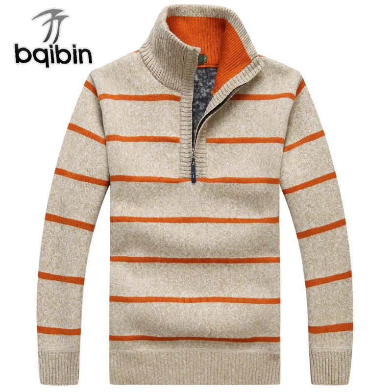 

Business Pullovers 2018 New Mens Striped Sweater Half Zipper Knitwear Spring Casual Men's Sweaters M-3XL