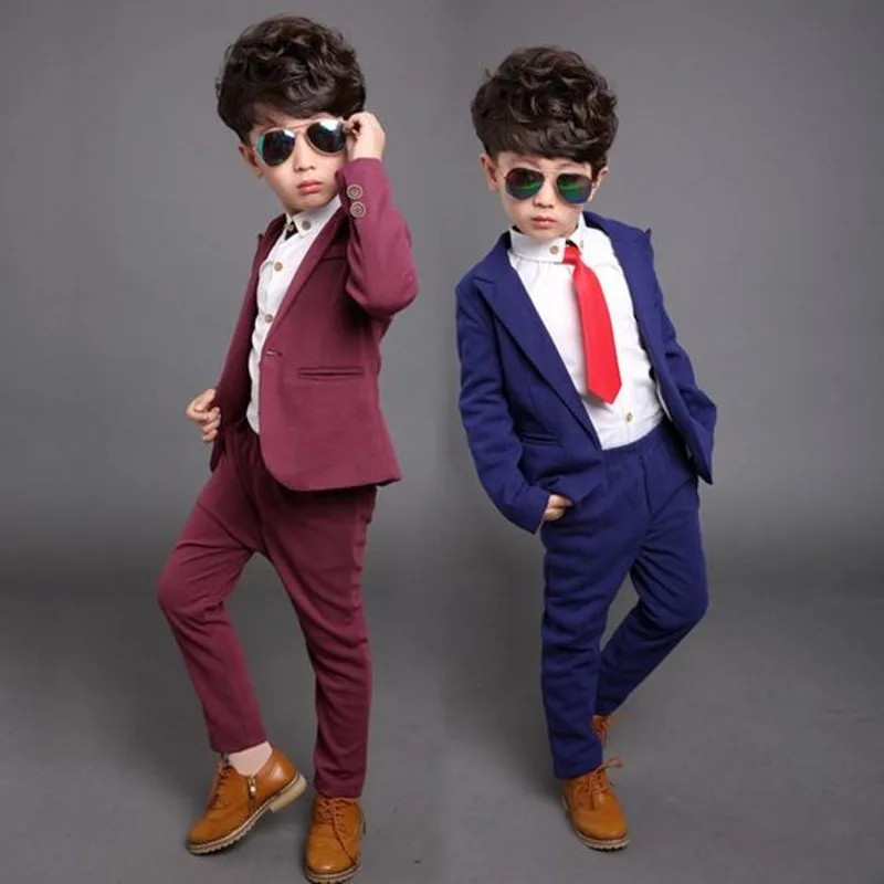 2017 High Quality Handsome Kids Tuxedo Suits Blue Dark Red Boys 2017 High Quality Handsome Kids Tuxedo Suits Blue Dark Red Boys Wedding Pants Jacket Cute Formal Occasion Clothing In Attire From Weddings