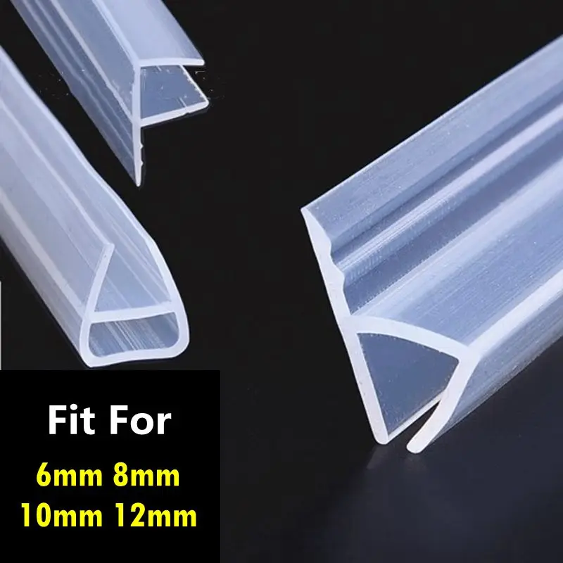 

Urijk 1M 6-12mm F U H Shape Glass Door Seals Strip Weatherstrip Window Door Silicone Rubber Shower Room Door Window Glass Seal