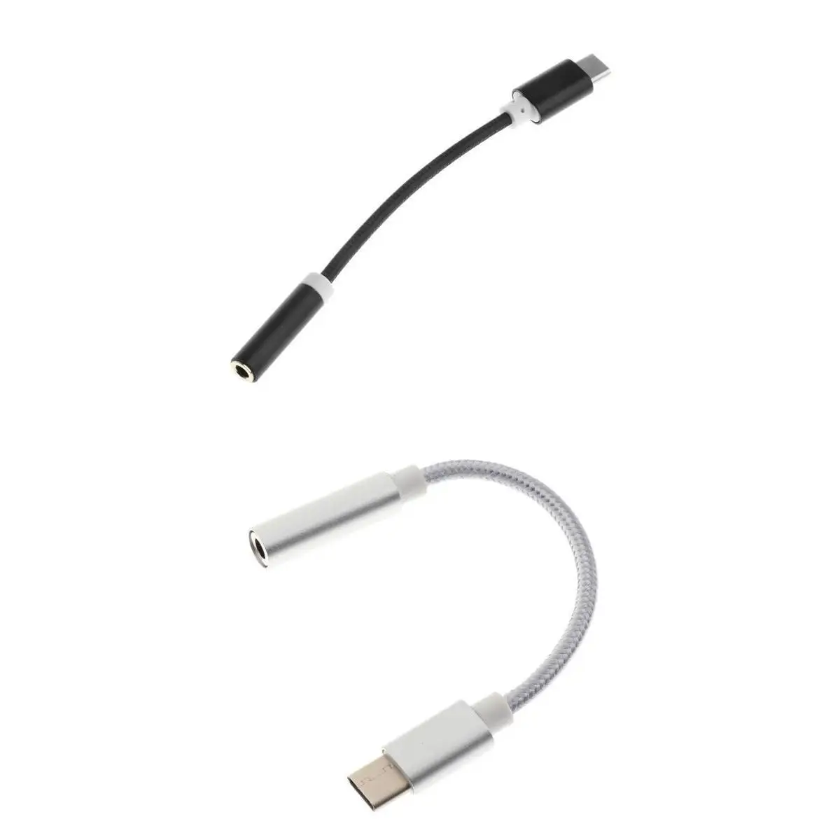2 Pieces Nylon Braided USB 3.1 Type C to 3.5mm Female Headphone Jack Audio Adapter Cable for New Macbook , Oneplus