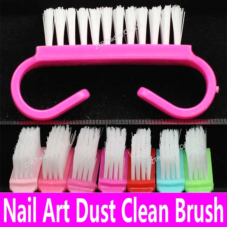 2PCS Nail Art Dust Clean Brush Dust Cleaning Tool 4 Rows x 12 Columns Pink Green Red Blue Mixed