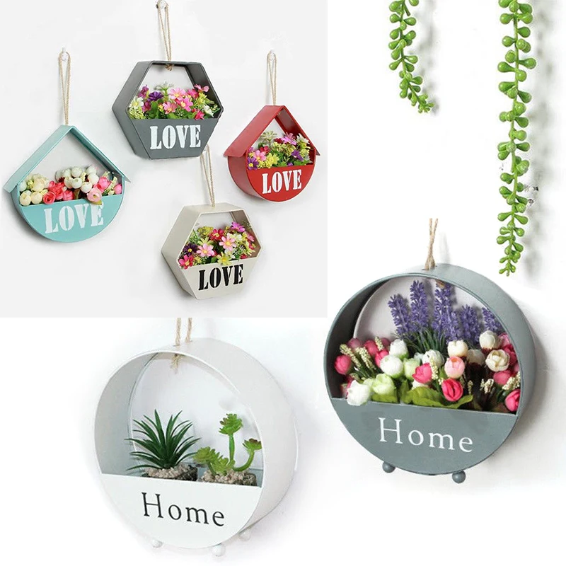 Creative Iron Hanging Planter Wall Window Flower Basket Design Home Decor