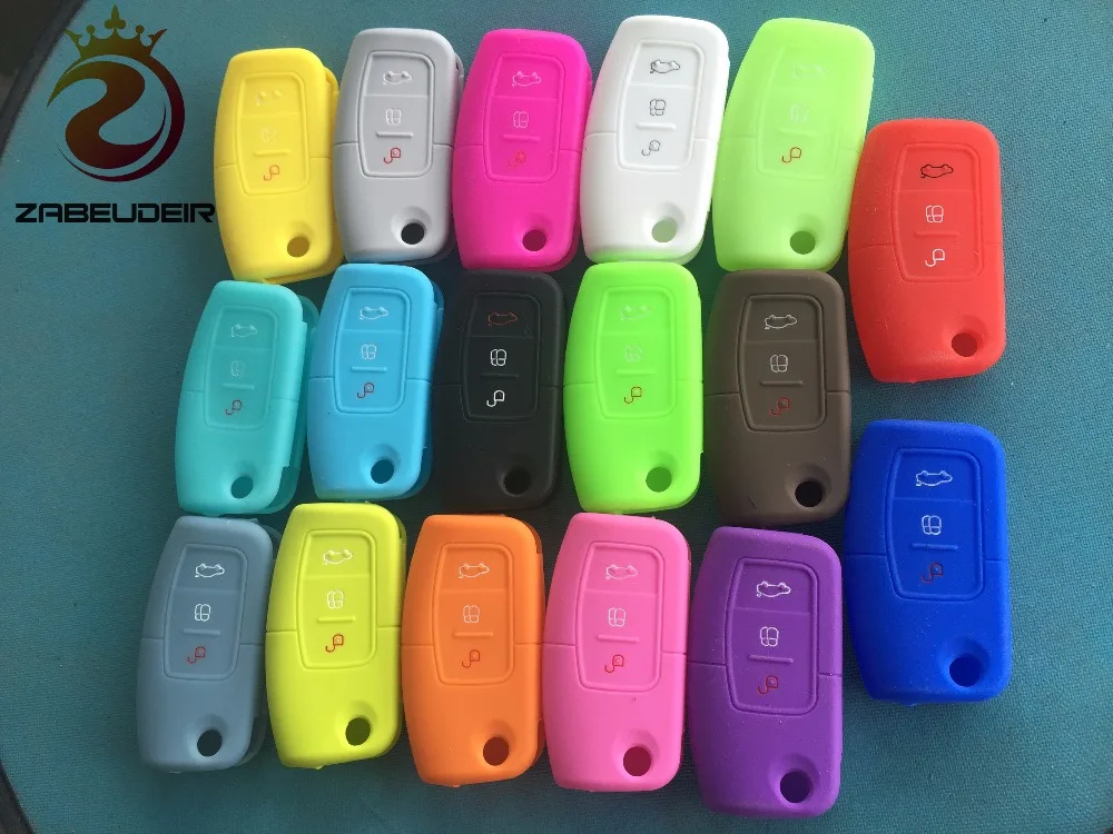 

Pusakieyy 1 pcs of New Replacement Silicone cover key case for ford FIESTA S-MAX GALAXY 3 button remote flip key shell blank