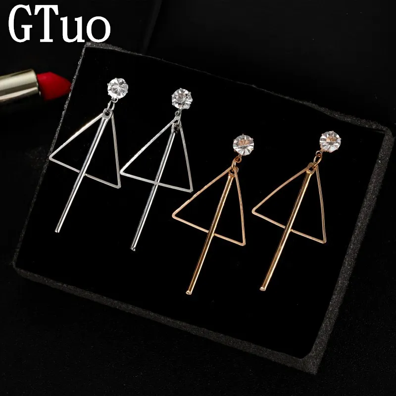 

Wholesale Triangle Metal Punk Earrings Fashion Pendant Crystal Drop Earrings for Women Simple Party Wedding Jewelry Gift