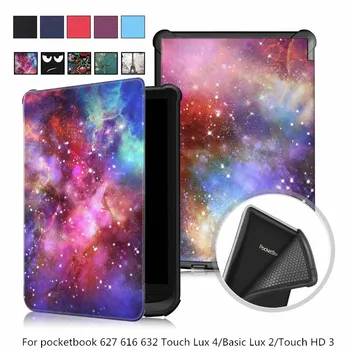 

case for pocketbook 627 616 632, Ultra Slim magnetic Smart PU cover for PocketBook Touch Lux 4/Basic Lux 2/Touch HD 3 case + pen