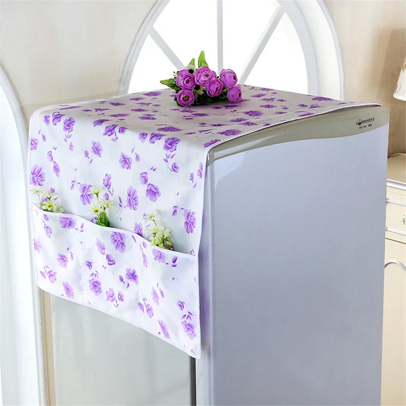 Пыльный холодильник Чехлы многоцелевой стиральная машина верхняя крышка холодильник пылезащитный чехол с карманами для хранения - Цвет: cover1021-5