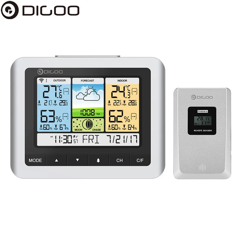 Digoo DG-TH8888 Pro Беспроводной датчик Метеостанция термометр гигрометр домашний термометр USB Открытый датчик погоды Часы