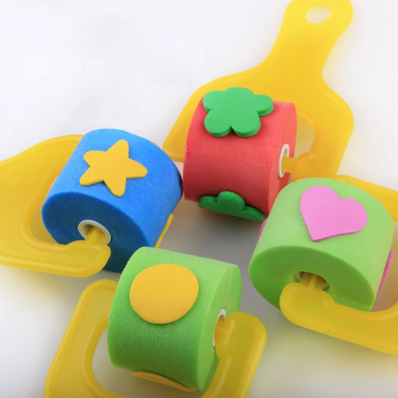 

Kid Drawing Supplies Nursery Art Craft DIY Painting Tools Paint Brush Graffiti Sponge 4 Pcs Children Roller Brusher