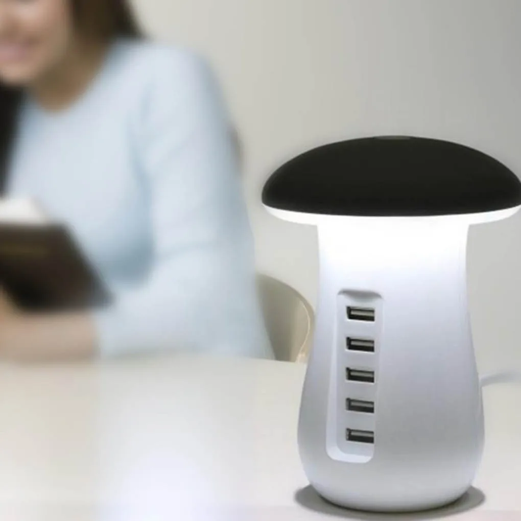 Mashroom Shape Night Light Lamp Desktop 5 USB Port