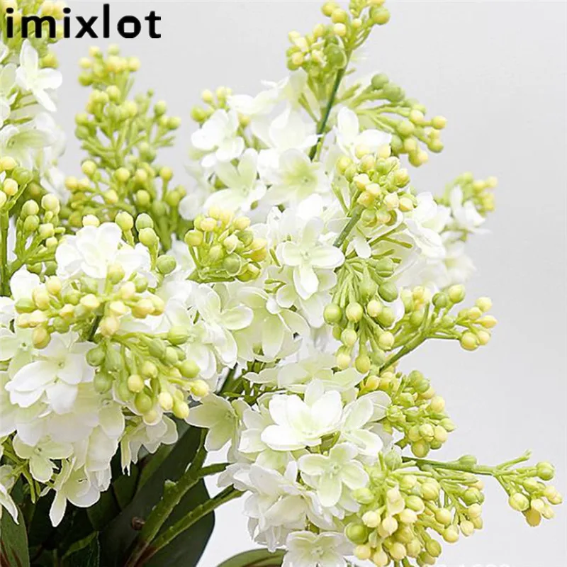 Imixlot 1 Pc Artificial Silk Lilac Flower Green Leafs Beautiful Wedding