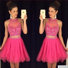 Bling Zwei 2 Stück Homecoming Kleider 2016 Pailletten Halter Perlen Tüll Cocktail Party. Grade Abschluss Bonbon 16 Kleider Kurze