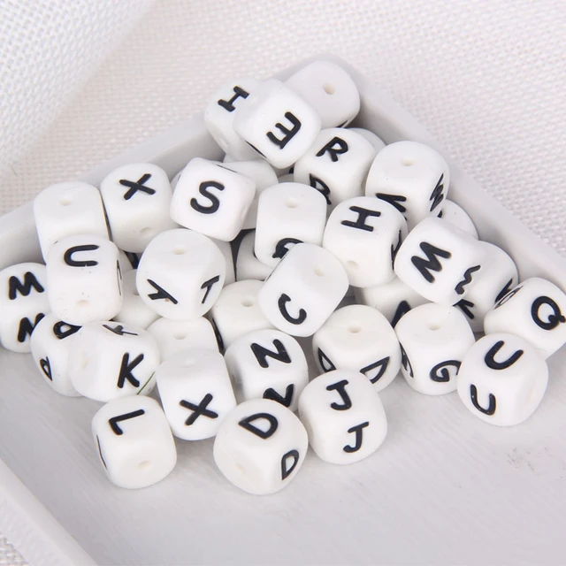 Silicone Letter Beads English Alphabet 10Pc 12MM Beads Letters Numbe For  Bracelets Jewelry Making DIY Pacifier Chain Accessories - AliExpress