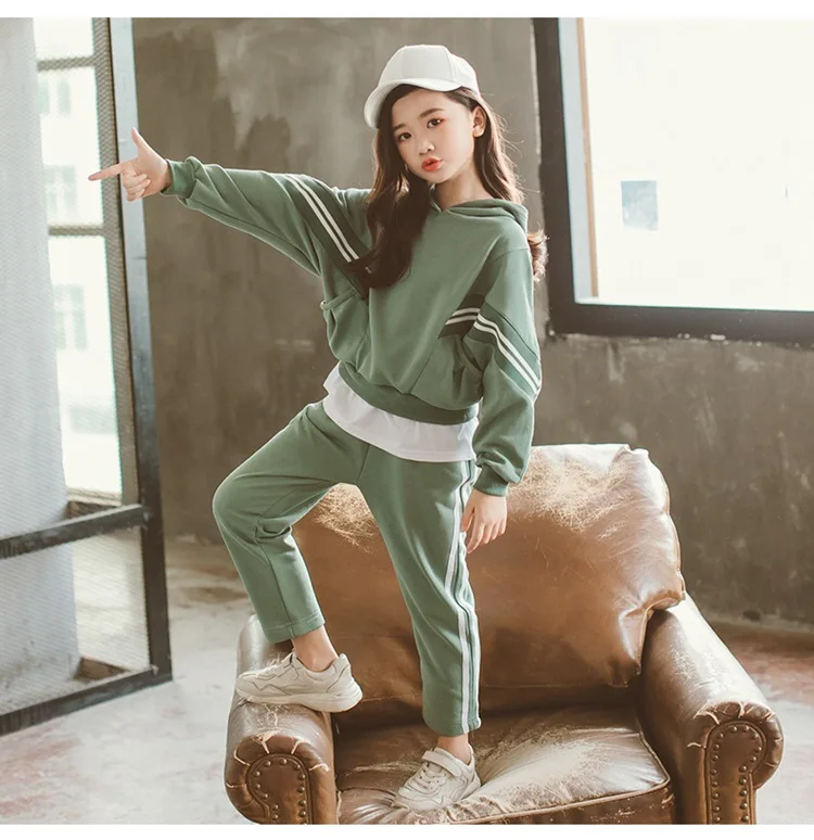 Autumn 2018 Kids Tracksuit Children's Clothing 2PCS Hooded Patchwork Coats & Pants for Girls Sport Suits for Kids Clothes Set (12)