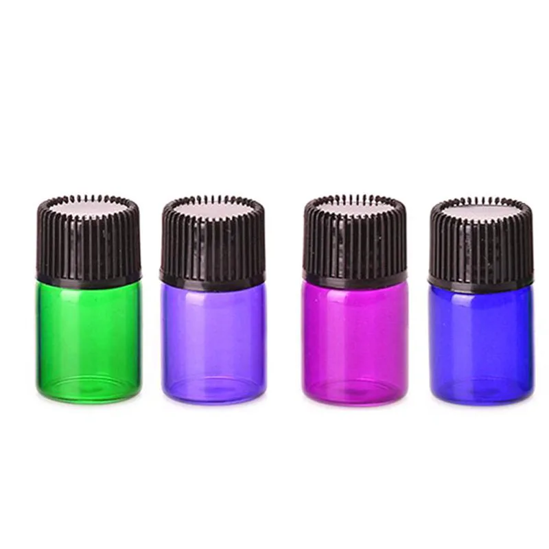 

1pcs 1ml 2ml 3ml Mini Colorful Perfume sample Liquid Glass Bottle with Orifice Reducer and Cap Small Essential Oil Clear Vials