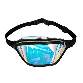 

Fashion Women's Handbags Laser-Purse Translucent Reflective Chest Waist Bag Women Belt Bag Waist Bag Black