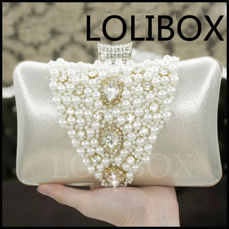 

LOLIBOX women messenger bags pearl diamond hard bride bag Party Day Clutches Purses and Handbag