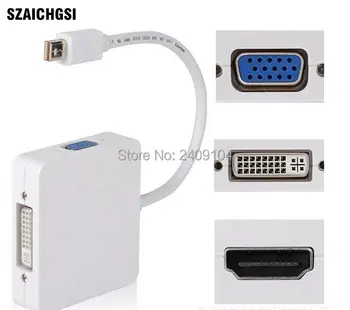 

SZAICHGSI 3 in 1 Mini DP DisplayPort to HDMI/DVI/VGA Display Port Cable Adapter for Apple MacBook Pro Air mini for iMac 50pcs