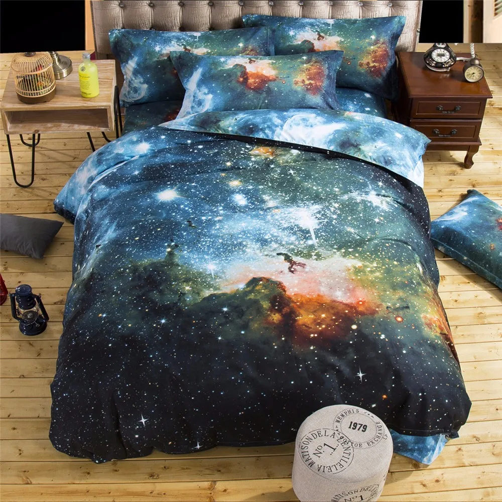 3d galaxy conjuntos de cama único duplo