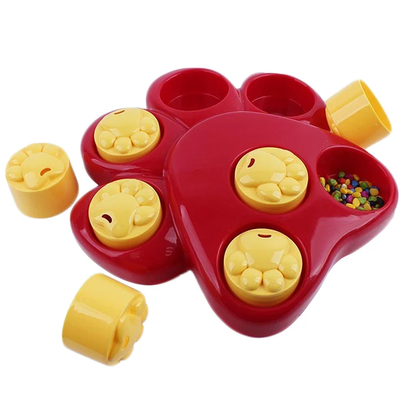 Multifunction Pet Bowl Feeder 7 Holes Dog Paw Educational Toys Puppy Puzzle Toys Safety Plastic Dog Toy
