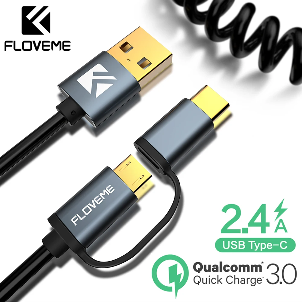 

FLOVEME QC 3.0 Micro USB Cable For Xiaomi Redmi Note 5 USB Type C Cable For Samsung S9 S8 Fast Charging Charger Cable USB-C Cabo