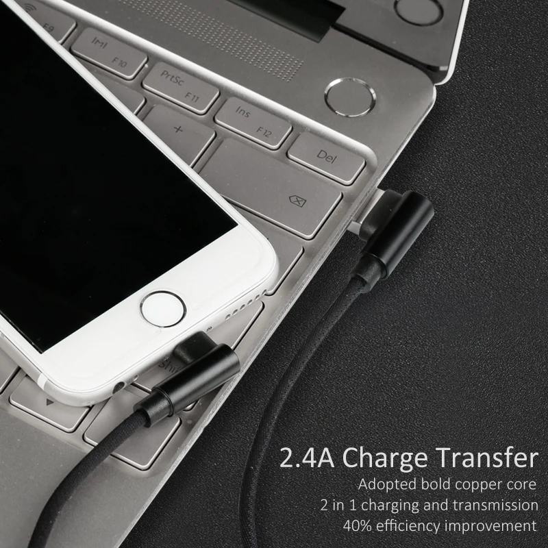 Зарядный usb кабель GUSGU для iphone быстрой зарядки с адаптером под углом 90 градусов USB X