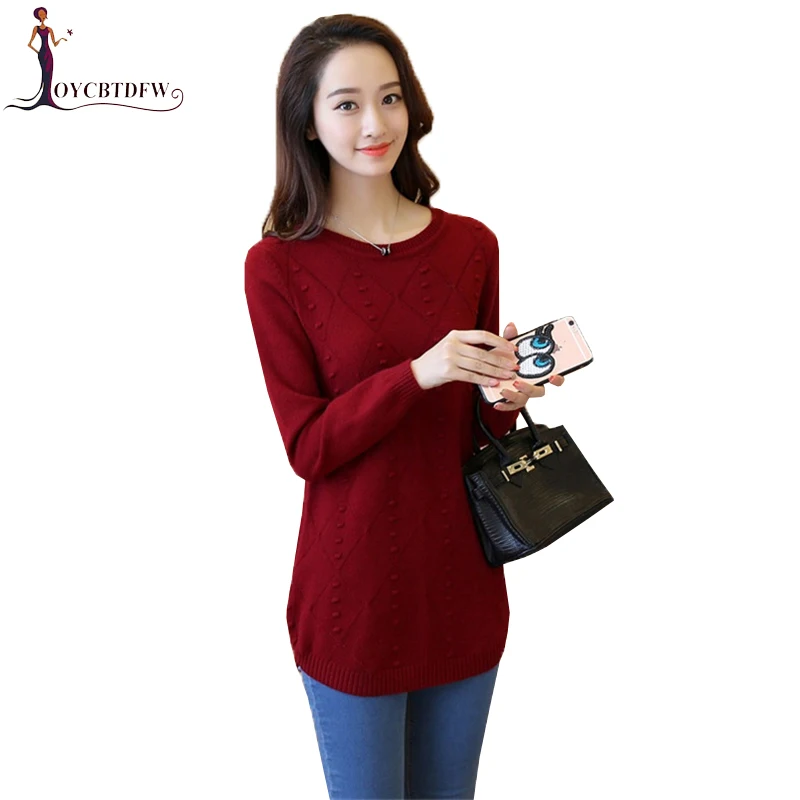 Women Mid Long Knitting Sweater 2018 Autumn Winter New Round Neck Feminino Solid Color Large Size Knitting Pullover Sweater X411 Women Mid Long Knitting Sweater 2018 Autumn Winter New Round Neck Feminino Solid Color Large Size Knitting Pullover Sweater X411