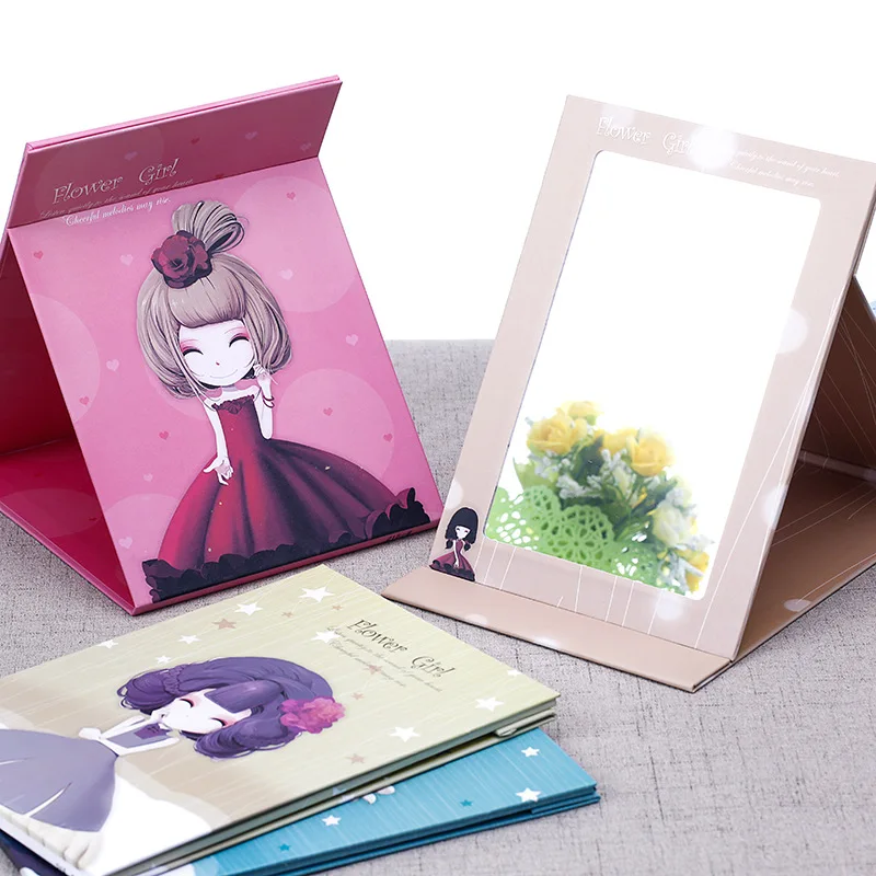 2pcs/lot Cute Girl Pocket Make Up Mirror Cosmetic Makeup Desktop