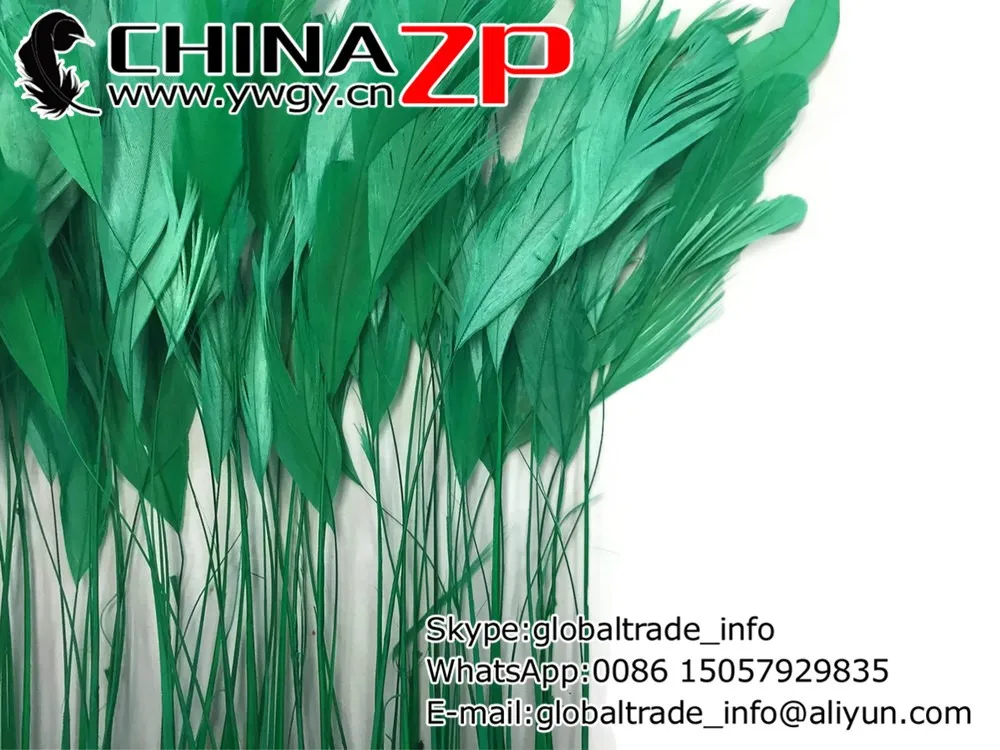 Rooster Tail Feathers, 1 Yard - KELLY GREEN Stripped Coque Tail Feathers Wholesale (bulk) 2