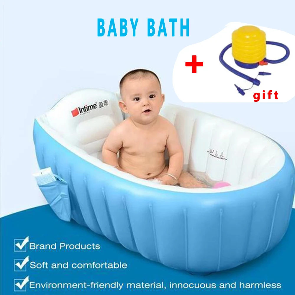 

Baby Tubs Inflatable tub Portable children inflator bathtub cushions warm folding Bath & Shower Products blue,pink PVC Babies