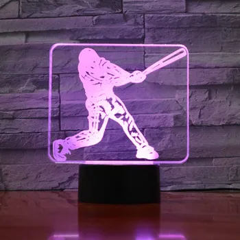 

3D iLLusion Night Light 7 Colors Changing Table Desk Decor Lamp Playing baseball Bedroom Children Room Decorative Nightlight
