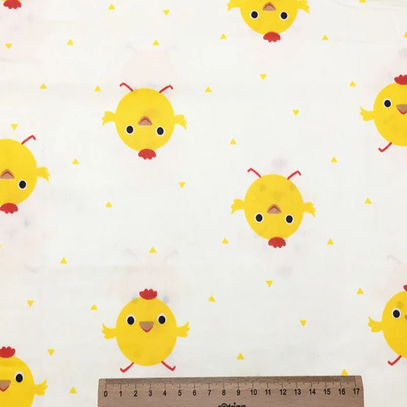Восхитительная желтая ткань с принтом курицы из хлопка, 50x160 см, животные, пэчворк для детской одежды, платья, постельные принадлежности, украшение для дома