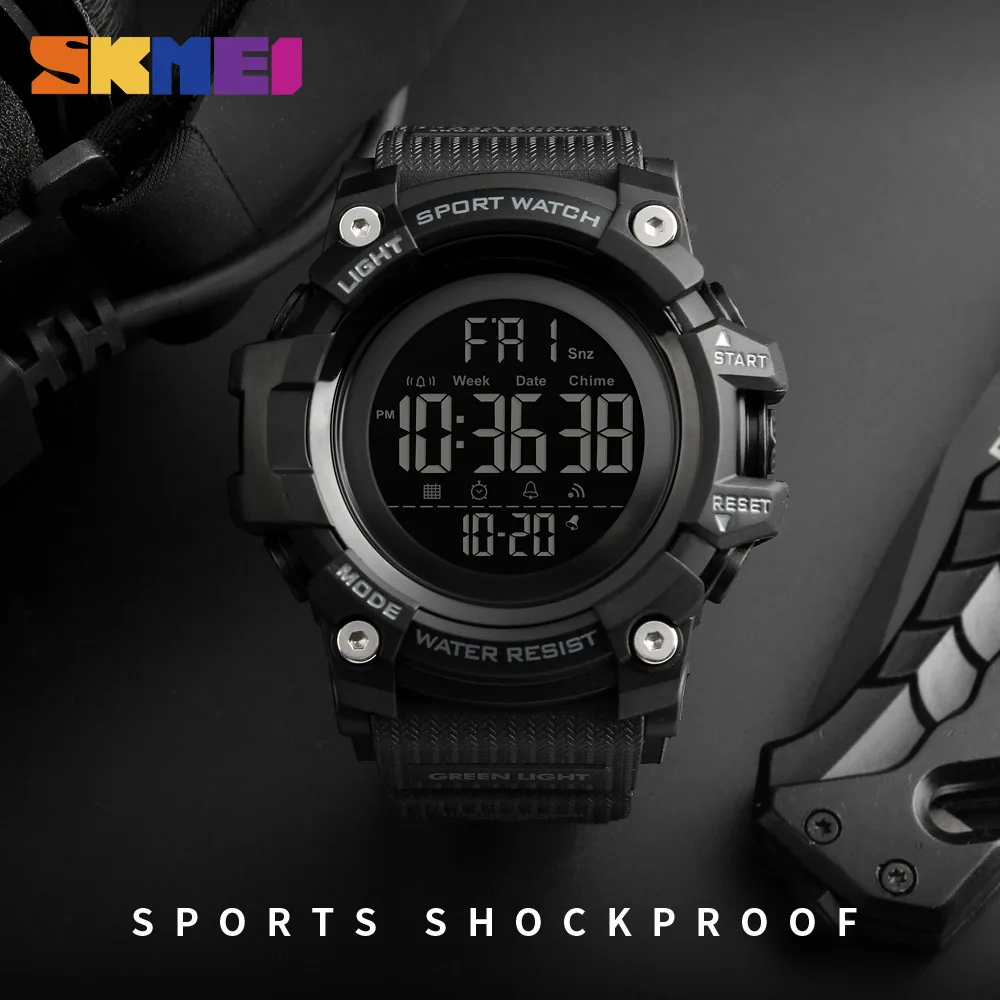 SKMEI мужские спортивные часы хронограф модные часы для мужчин Топ водонепроницаемые часы для обратного отсчета времени цифровые наручные часы Relogio Masculino1384