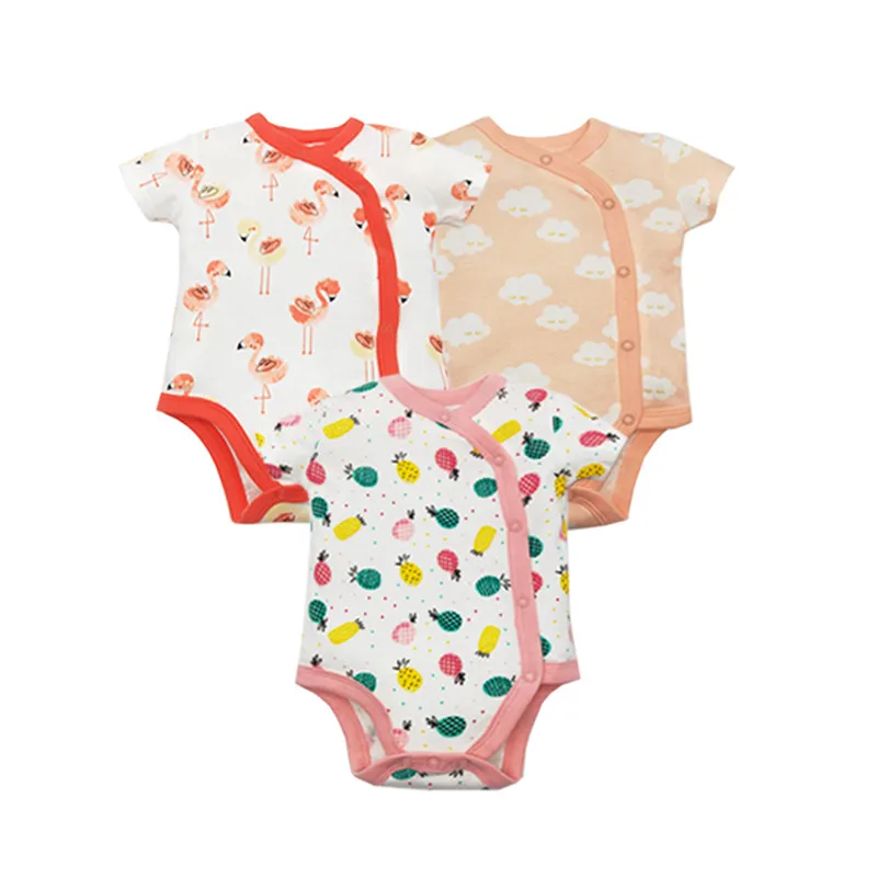 3 шт./лот хлопковые комбинезоны для детей, одежда для новорожденных, летняя одежда для маленьких мальчиков и девочек, комбинезон с короткими рукавами для малышей 0-24 месяцев - Цвет: E