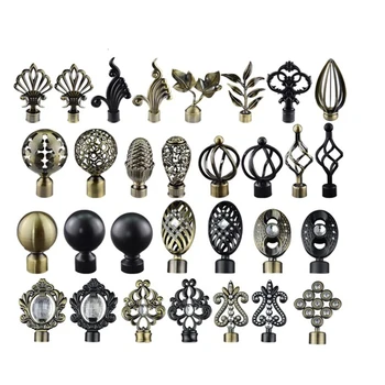 

2Pcs Drapery Curtain Rod End Decorative End Cap Finial Hook