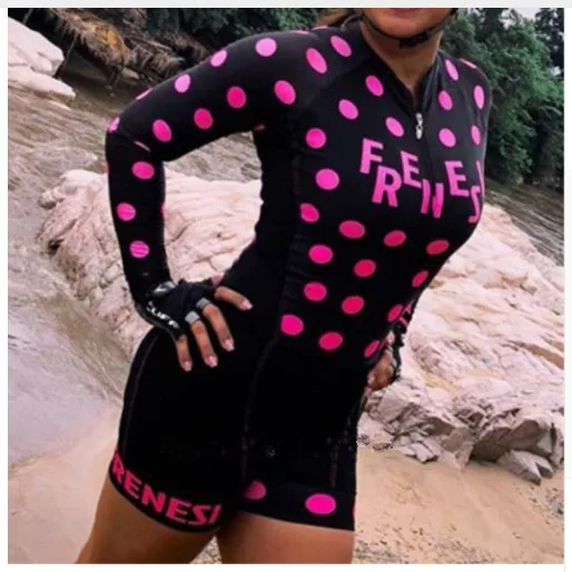 Pro Team Triathlon Suit Women's long sleeve Cycling Jersey Skinsuit Jumpsuit Maillot Cycling Ropa ciclismo set gel 043 - Цвет: as picture