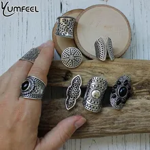 Yumfeel Новое богемное винтажное богемное ювелирное изделие кольца смешанный лот тибетское посеребренное кольцо 8 шт./лот богемное Кольцо женское винтажное ювелирное изделие