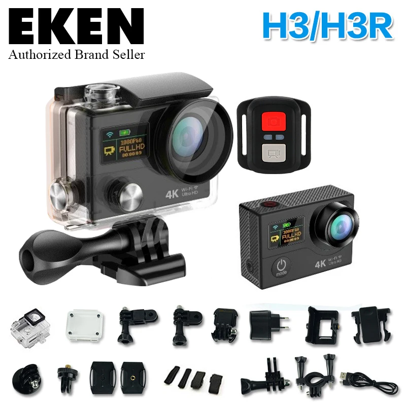 Buy Cheap 2017 eken 4 K H3/H3R remote Sports camera Ultra HD 4K WiFi 1080P dual screen 2.0 go waterproof pro gopro hero 4 style Action cam