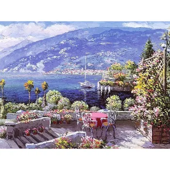 

Seaside Garden DIY Coloring Paint By number Tools picture Beautiful Painting By Numbers Surprise Gift art supplies dropship