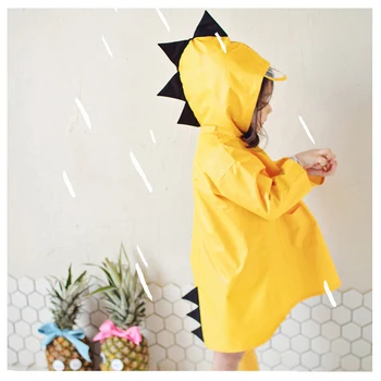 

SAFEBET Cute Dinosaur Raincoat Outdoor Kids Rainwear Children Raincoats Student Poncho Folding Rain Cover PVC Hiking Ponchos