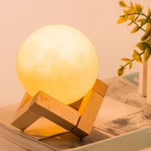 Светильник «Луна» с 3D принтом, светящаяся Лунная лампа с подставкой, ночник-светильник для дома и спальни, детский Декор