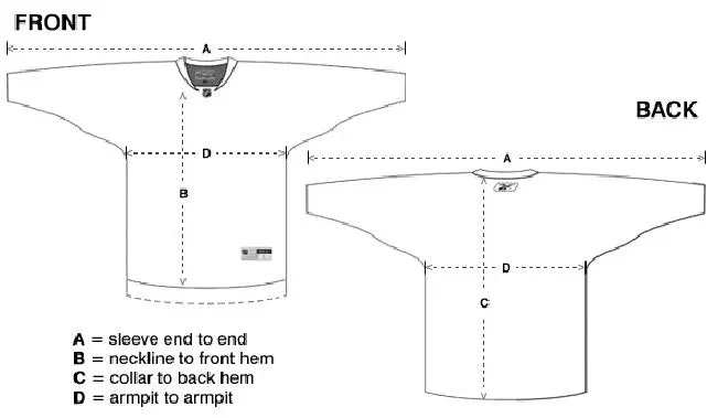 rbk hockey jersey size chart