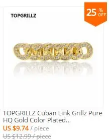 TOPGRILLZ Cuban Link Grillz чистый HQ позолоченный хип-хоп нижний зуб решетки затоплены камнями CZ зуб гриль для подарка