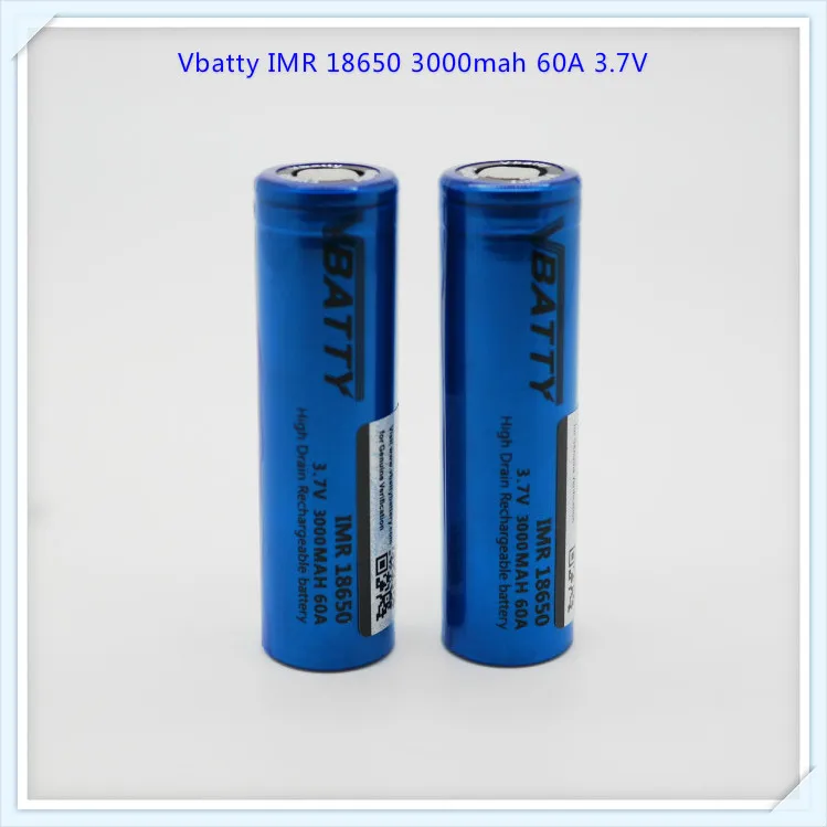 Vbatty IMR 18650 3000mah 60A 3,7 V аккумулятор с плоским верхом(1 шт