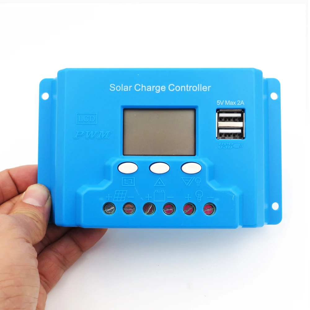 

1pc x 10A 12V 24V intelligence solar system Panel Battery Charge Controller Regulators LCD 5V USB voltage adjustable