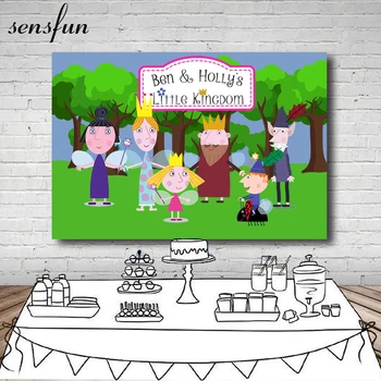 

Sensfun Cartoon Ben and holly's little kingdom Backdrop Tree Grassland Birthday Party Background For Photo Studio 7x5FT Vinyl